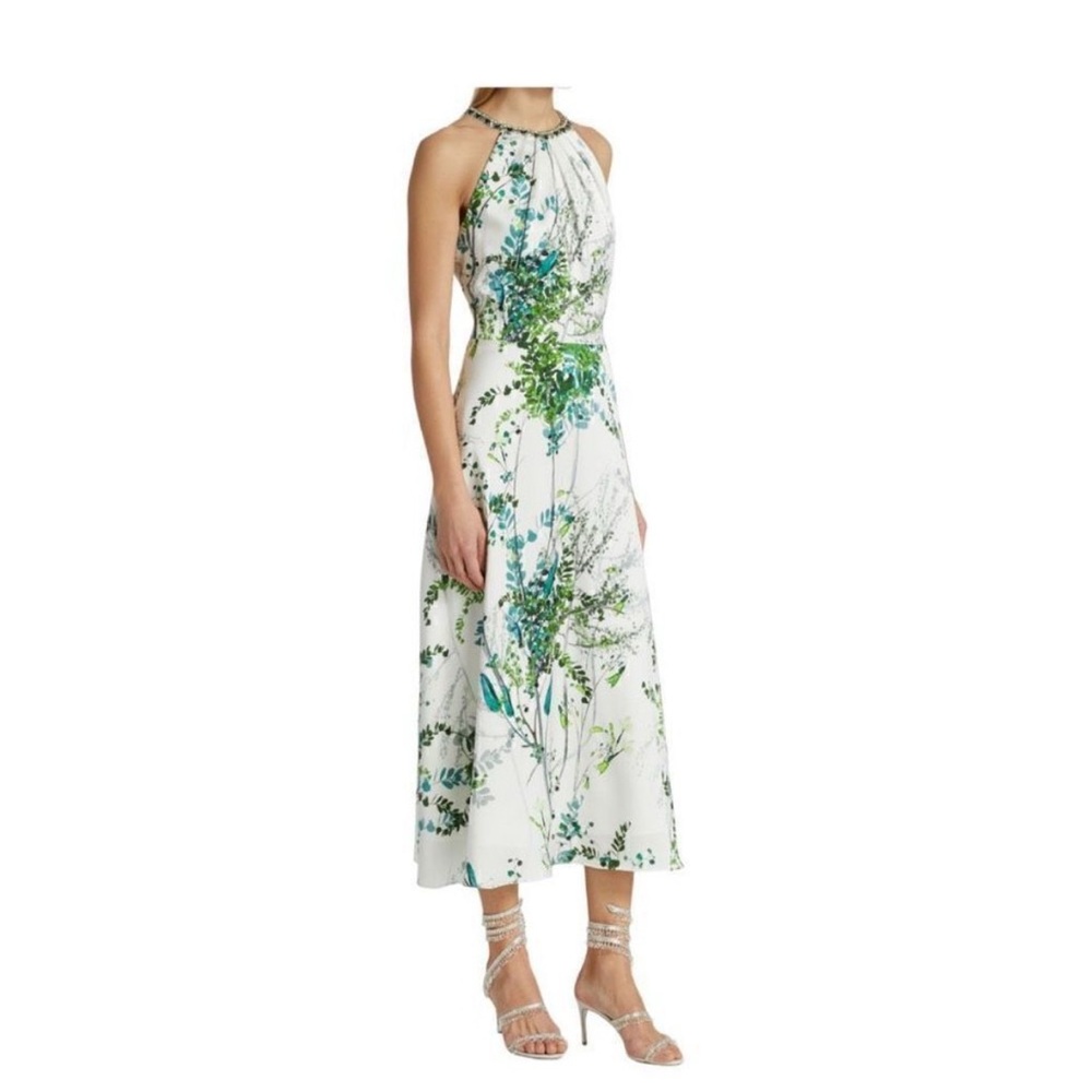 TERI JON by Rickie Freeman Embellished Halter Midi Dress Size 6 - Picture 2 of 9
